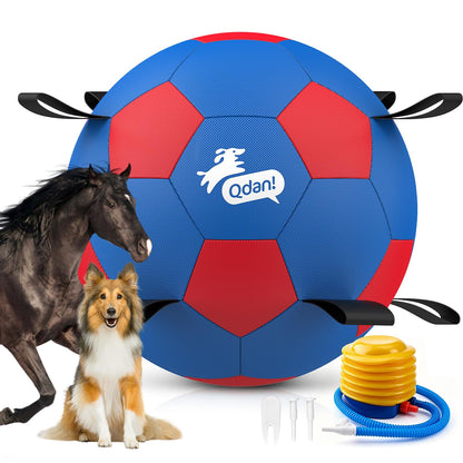 QDAN Dog Balls, 6 Inch Dog Soccer Ball with Straps, Herding Balls for Dogs