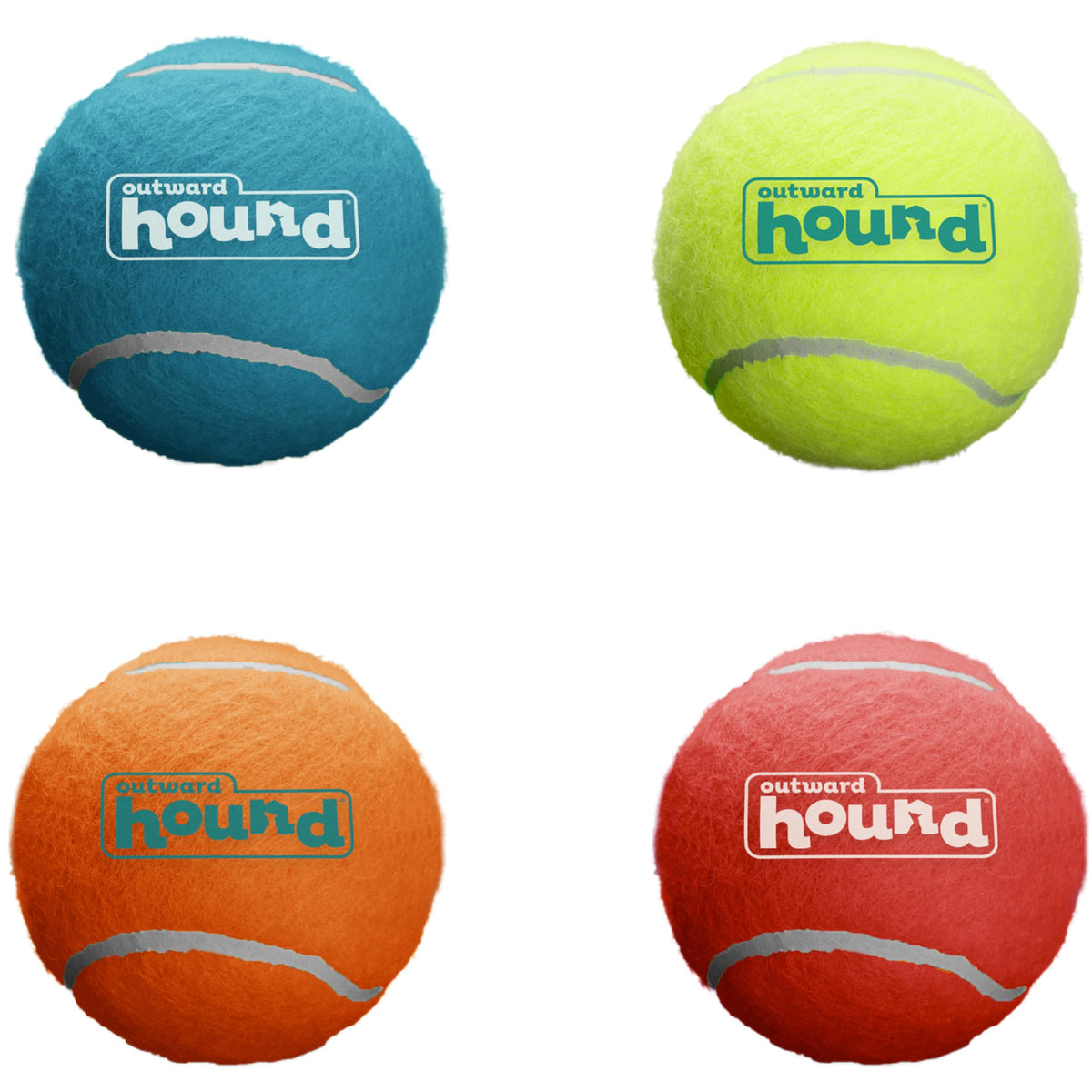 Outward Hound Squeaker Ballz Tennis Ball Dog Toy, Medium, 2.5", 4‑Pack