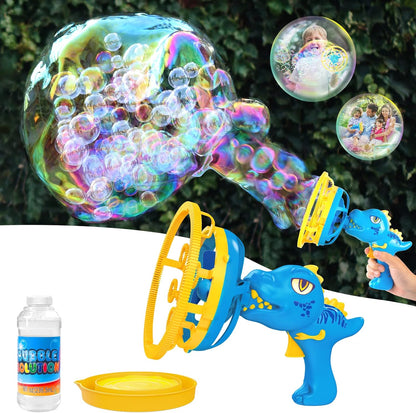 IFLOVE Dinosaur Bubble Gun for Kids 3-8, Bubble Machine Blower Toy (Blue)