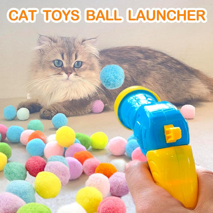 MeoHui 31Pcs Cat Ball Toy Launcher Gun, Cat Balls Fetch Cat Toys