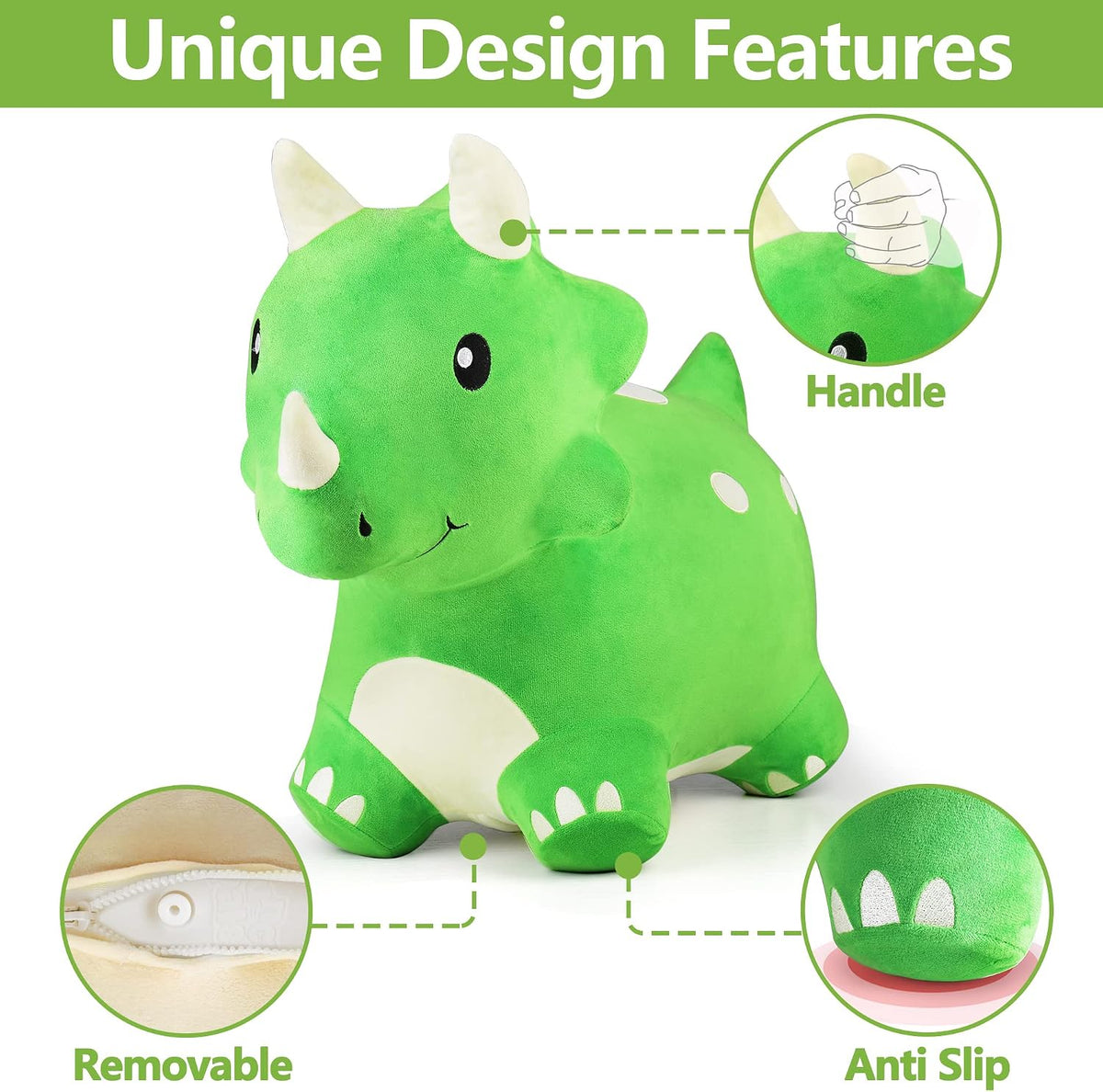 Bouncy Pals Toddler Dinosaur Hopper Toy, Kids Outdoor Ride on Bounce Animal