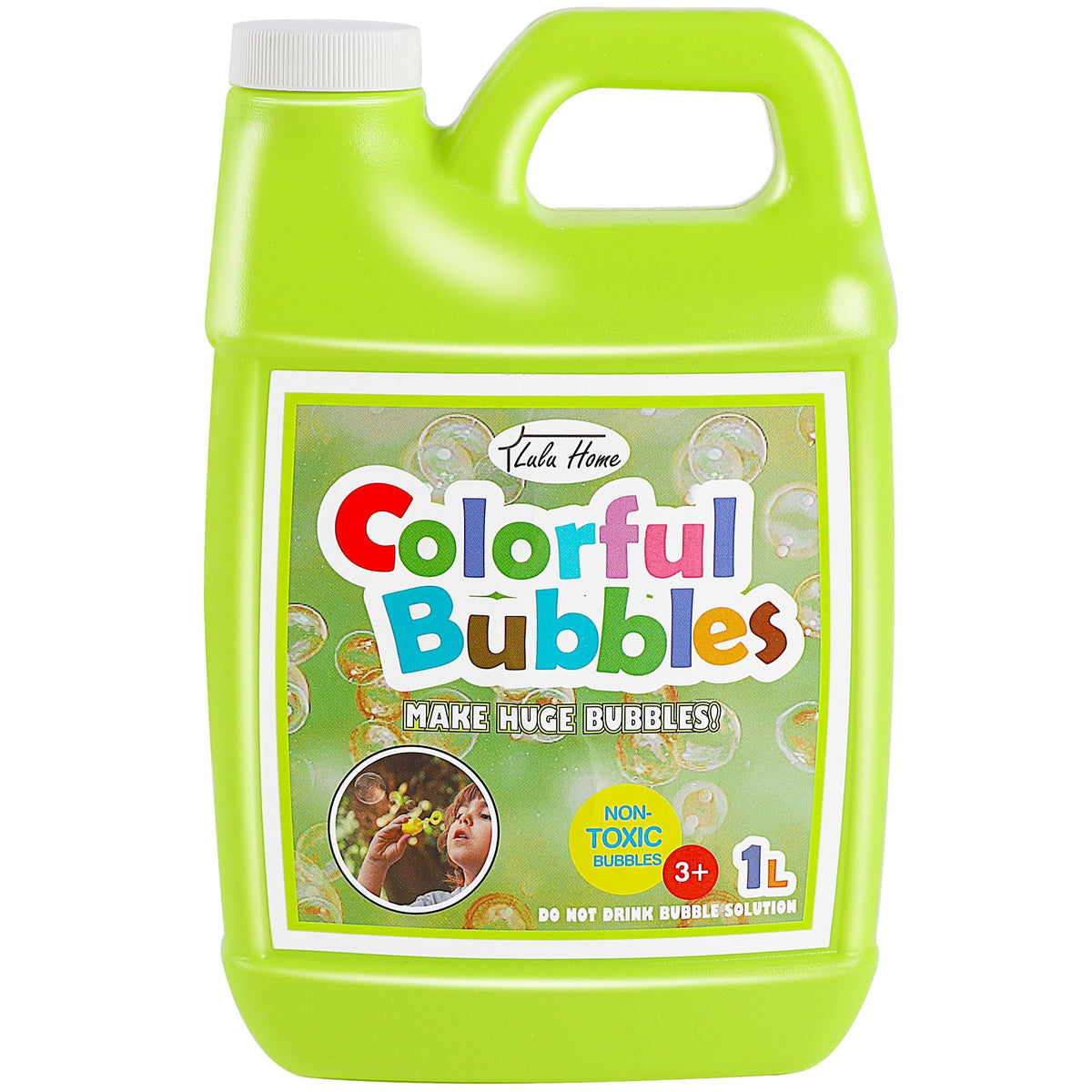 Lulu Home 33.8 OZ/1 L Concentrated Bubble Solution, Refill for Bubble Machines, Giant Wands, and Blowers - Up to 2.5 Gallons for Kids' Birthday Parties