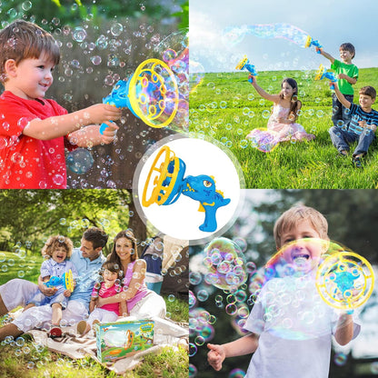 IFLOVE Dinosaur Bubble Gun for Kids 3-8, Bubble Machine Blower Toy (Blue)