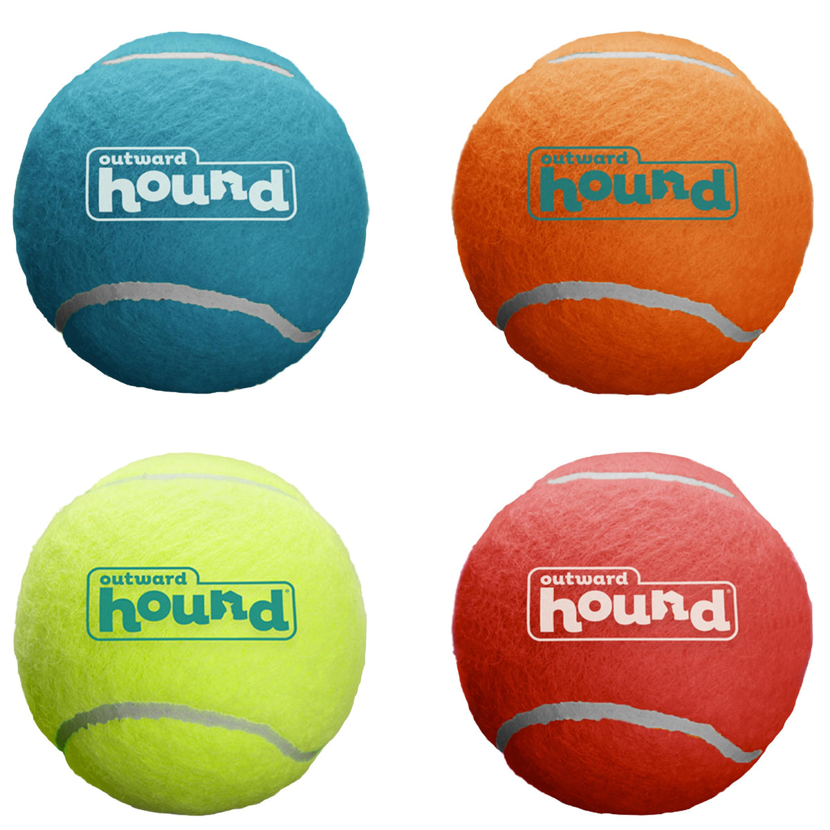 Outward Hound Squeaker Ballz Tennis Ball Dog Toy, Medium, 2.5", 4‑Pack