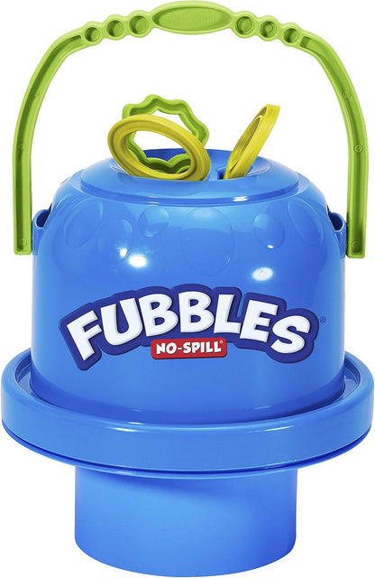 Fubbles Bubbles No-Spill Big Bubble Bucket | Bubbles for Toddlers and Kids of All Ages | Includes Fubbles Bubbles Bucket and 3 Bubble Wands, Made in The USA