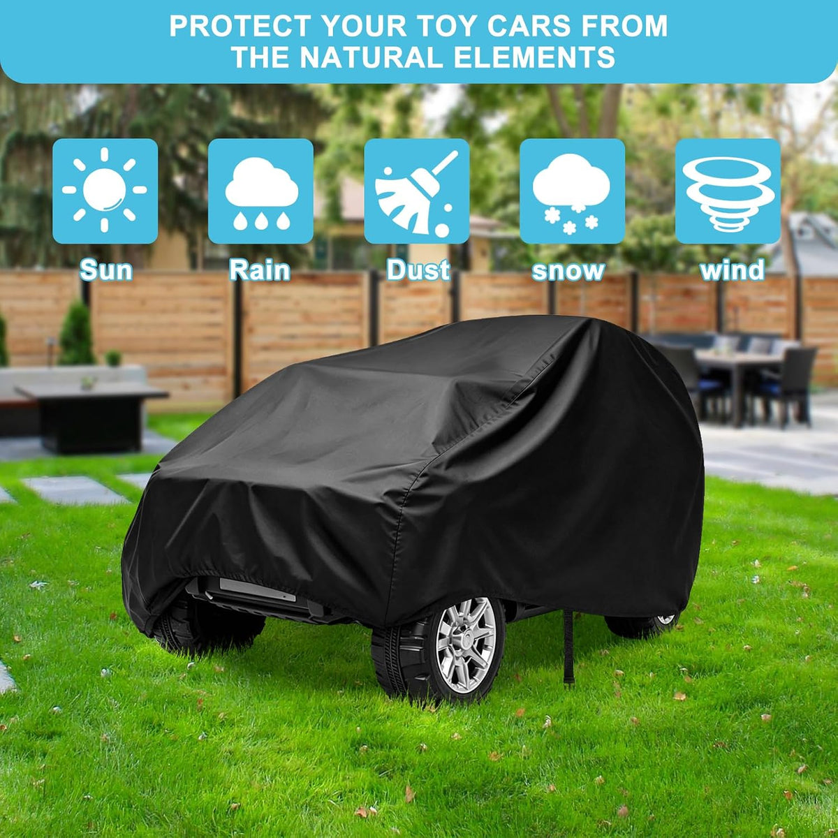 Kids Ride-On Toy Car Cover, Kids Electric Car Cover, 52” x 28” x 24”