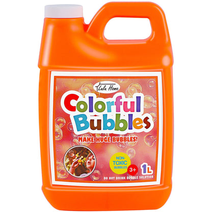 Lulu Home 33.8 OZ/1 L Concentrated Bubble Solution, Refill for Bubble Machines, Giant Wands, and Blowers - Up to 2.5 Gallons for Kids' Birthday Parties