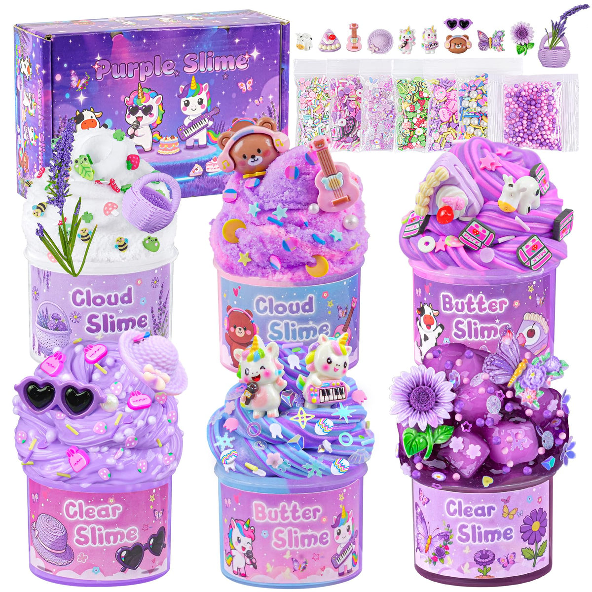 6-Pack Pink Slime Kit for Girls, Cloud Butter Squishy Birthday Gift Set