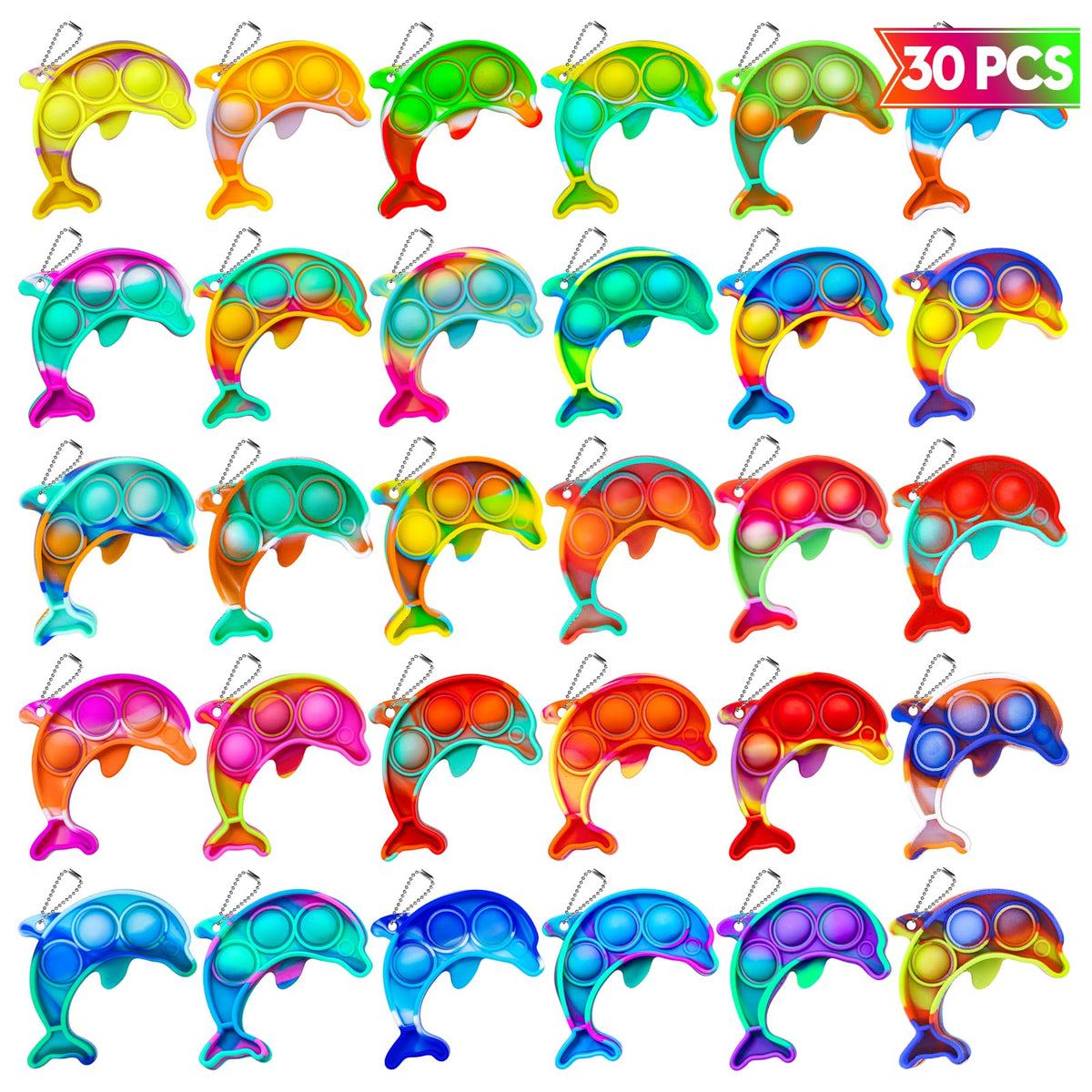 Pop Fidget Toys Bulk Its Party Favors for Kids 30 Pack Mini Pop Keychain It