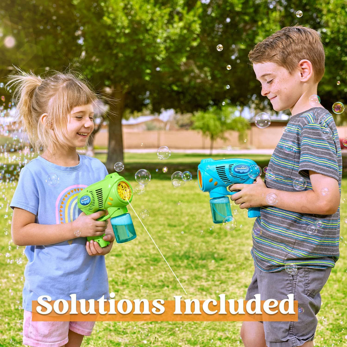 JOYIN 2 Kids Bubble Gun with 2 Bottles Refill Solution, Bubble Machine Gun for Toddlers Kids 4-8, Party Favors, Summer Toy, Outdoors, Easter, Birthday Gift