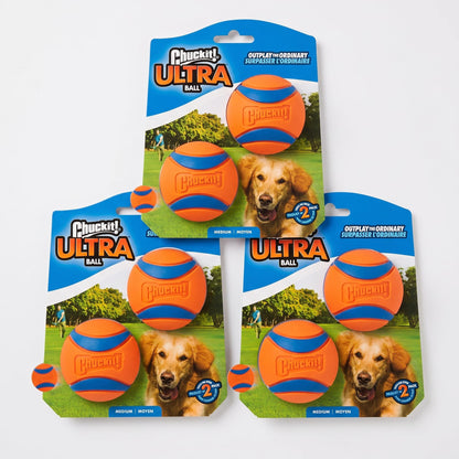 Chuckit! Ultra Ball Dog Toy with Cleaning Bucket, Medium 2.5-in, 8-Pack