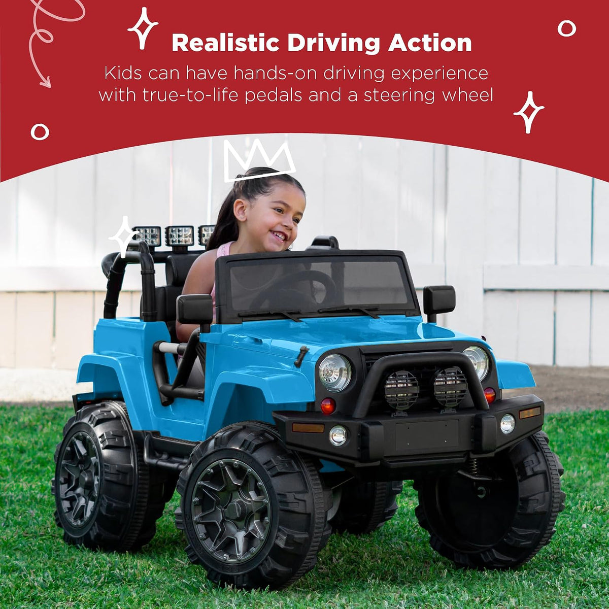 Best Choice Products Jumbo 12V Kids Electric Vehicle Toy Ride On Car with Parent Remote Control for Toddlers, Seat Harness, 65 lb Weight Capacity, Spring Suspension, 3.7 MPH Max Speed - Light Blue