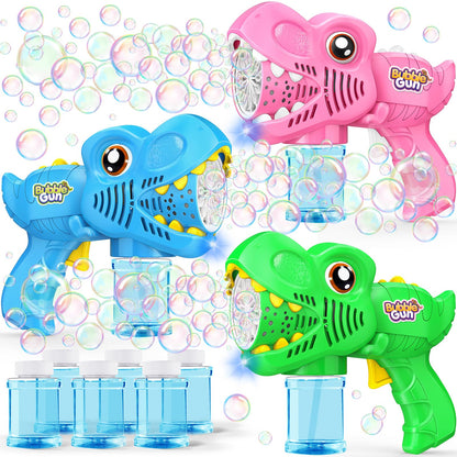 Yunaking Kids Bubble Gun 2 Pack, Dino Bubble Machine for Boy Girl Toys Gift