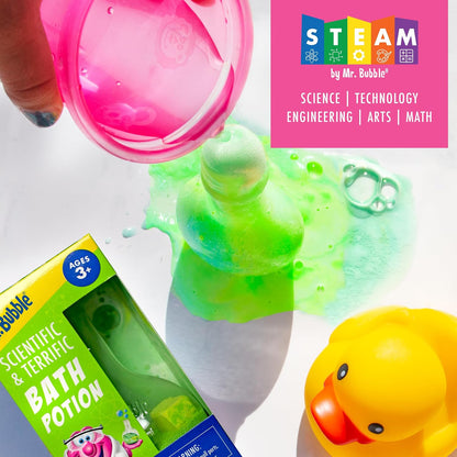 Mr. Bubble Kids Original Bath Bomb Potions - Colorful Fizzy Fun - Cool Foam and Bubble Science Beaker Bath Toys (Pack of 4)