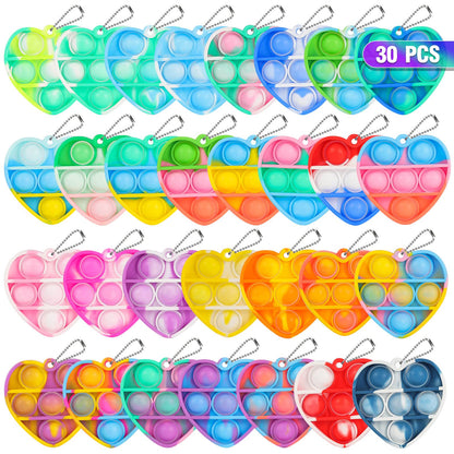 Pop Fidget Toys Bulk Its Party Favors for Kids 30 Pack Mini Pop Keychain It