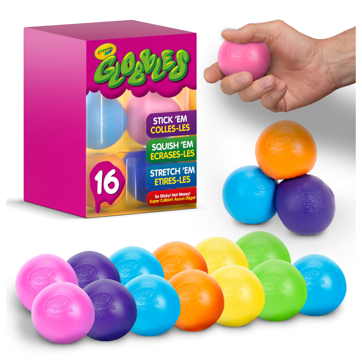 Crayola Globbles Fidget Toy (6ct), Sticky Stress Ball for Adults & Kids, Squishy Balls, Calming Sensory Gifts for Stress Relief