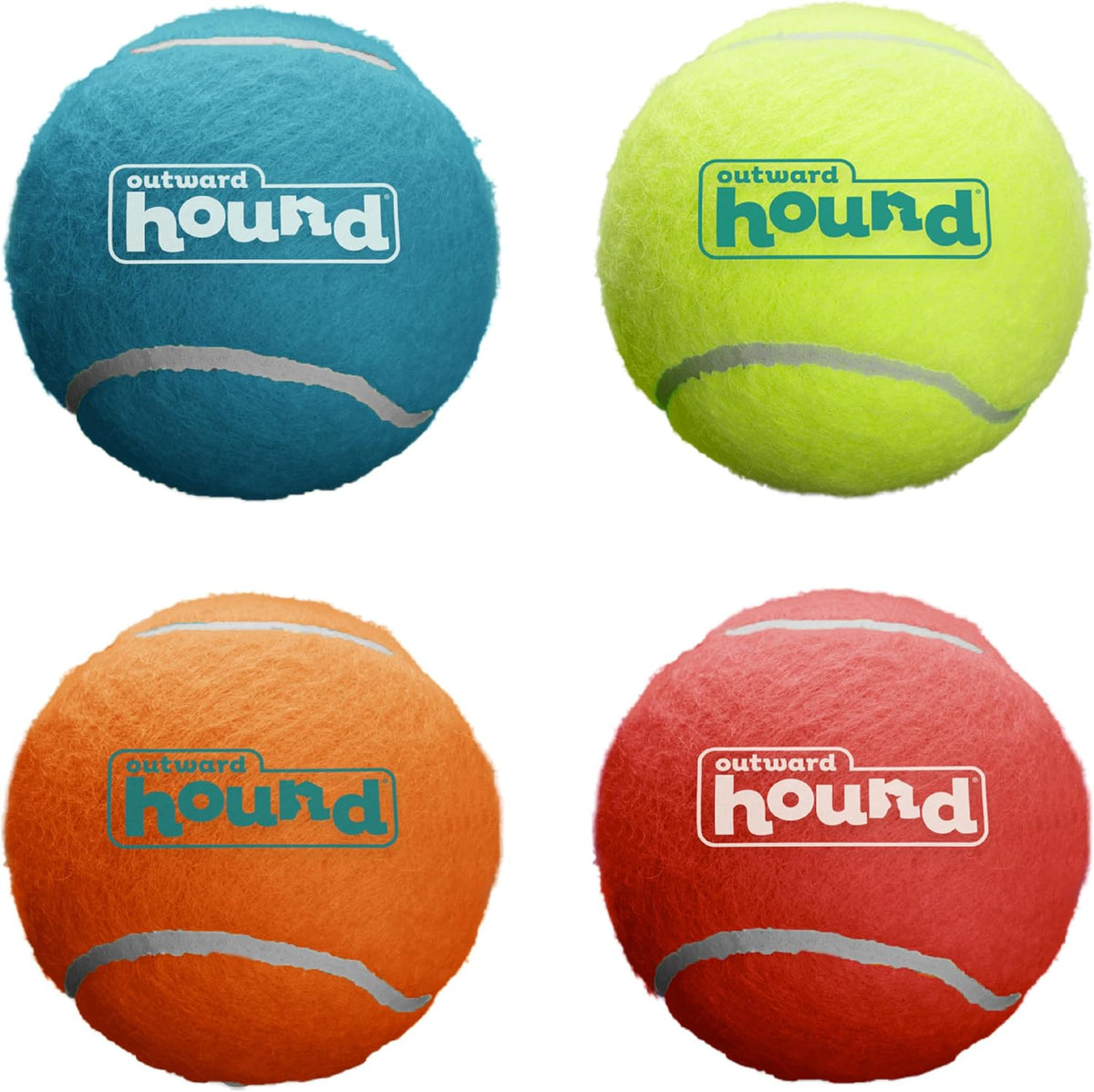 Outward Hound Squeaker Ballz Tennis Ball Dog Toy, Medium, 2.5", 4‑Pack