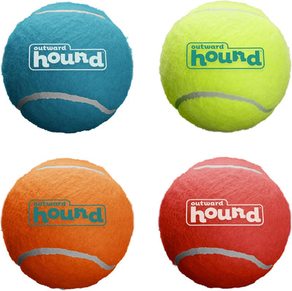 Outward Hound Squeaker Ballz Tennis Ball Dog Toy, Medium, 2.5", 4‑Pack