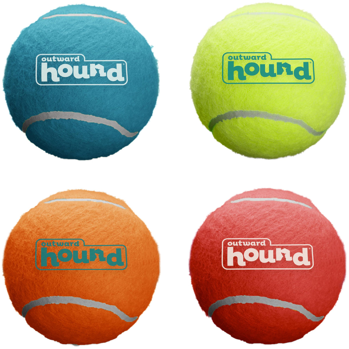 Outward Hound Squeaker Ballz Tennis Ball Dog Toy, Medium, 2.5", 4‑Pack