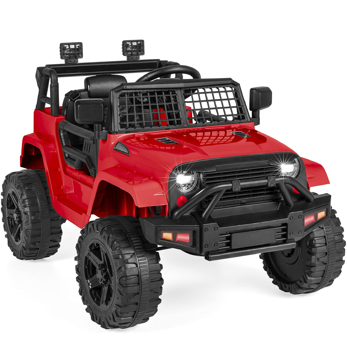Best Choice Products 12V Kids Electric Vehicle Toy Ride On Car with Parent Remote Control for Toddlers, Seat Harness, 61 lbs Weight Capacity, Locking Doors, Spring Suspension, Bluetooth - Red