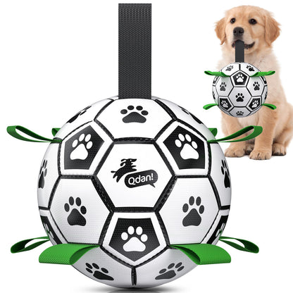 QDAN Dog Balls, 6 Inch Dog Soccer Ball with Straps, Herding Balls for Dogs