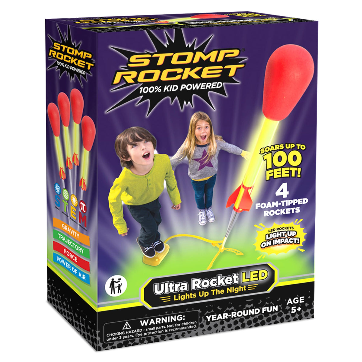 Stomp Rocket Ultra, High-Flying Rocket Launcher for Kids, 6 Rockets