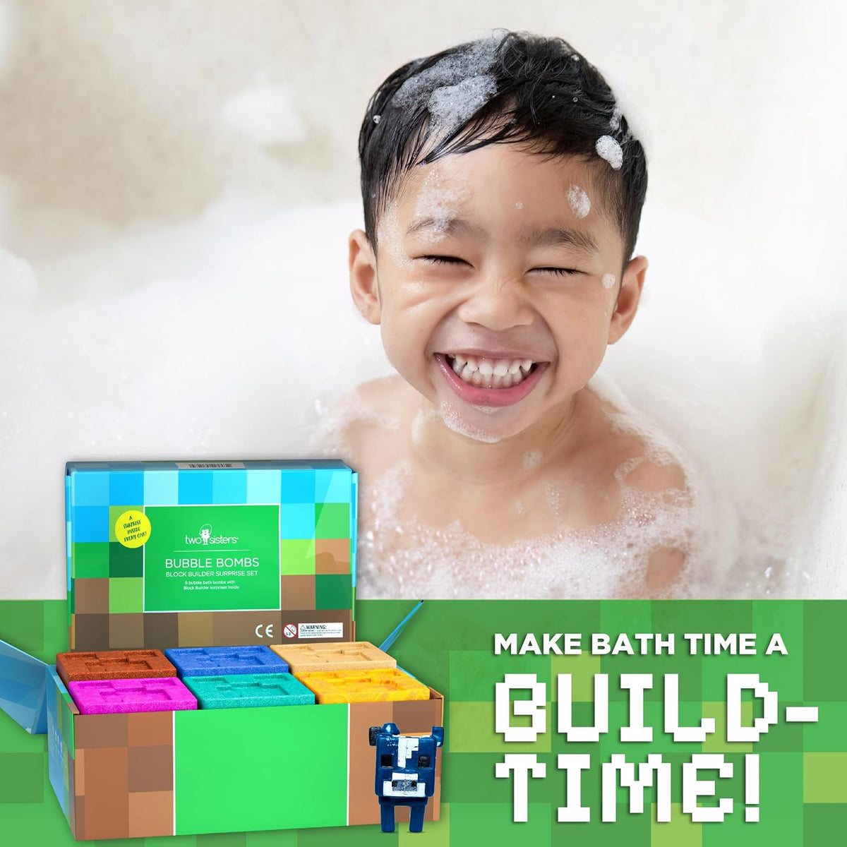 TNT Creeper Bath Bombs for Kids with Surprise Toys Inside, 6 Pack