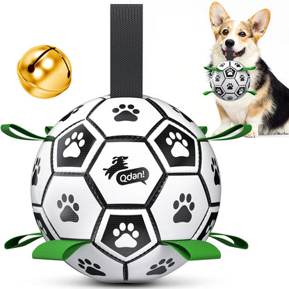 QDAN Dog Balls, 6 Inch Dog Soccer Ball with Straps, Herding Balls for Dogs