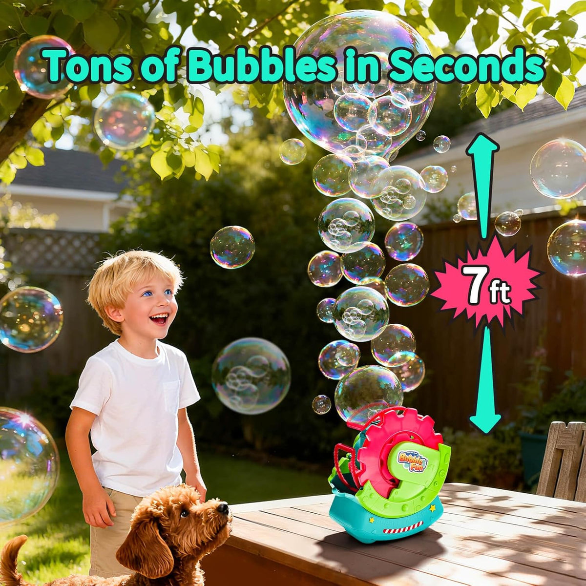 Bubble Machine for Toddlers Kids & Pets with 8oz Safe Solution