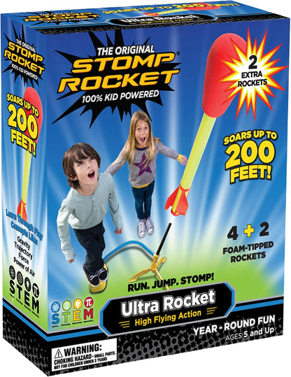 Stomp Rocket Ultra, High-Flying Rocket Launcher for Kids, 6 Rockets