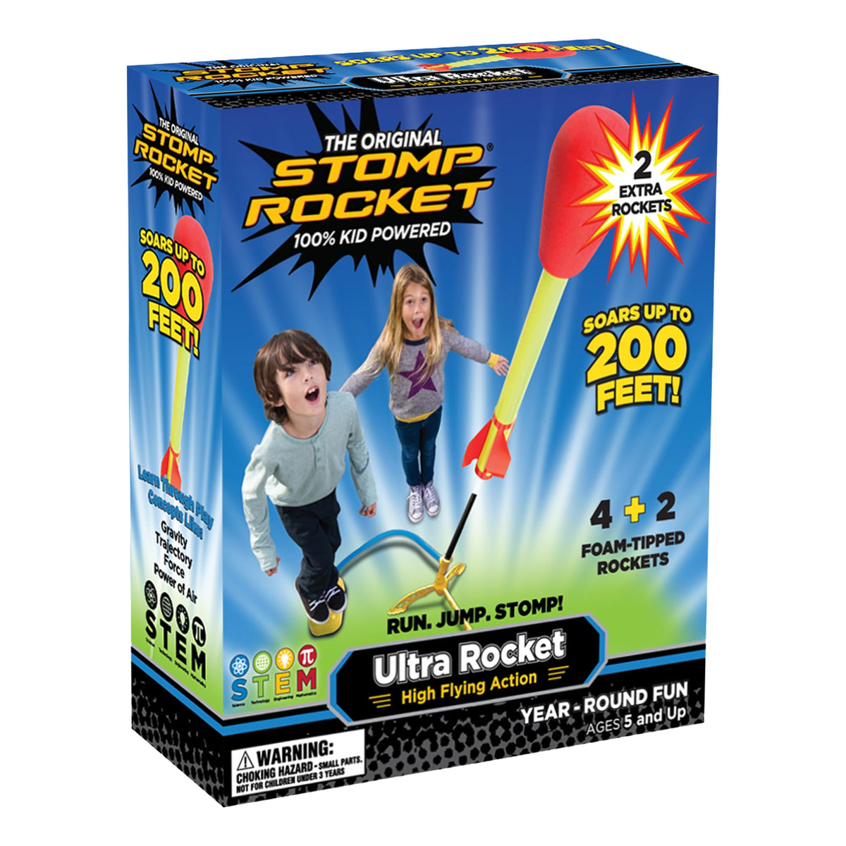 Stomp Rocket Ultra, High-Flying Rocket Launcher for Kids, 6 Rockets