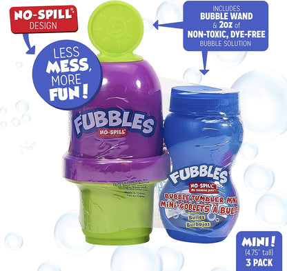 Little Kids Fubbles No-Spill Mini Bubble Tumbler (3 Pack), Multi (99630)