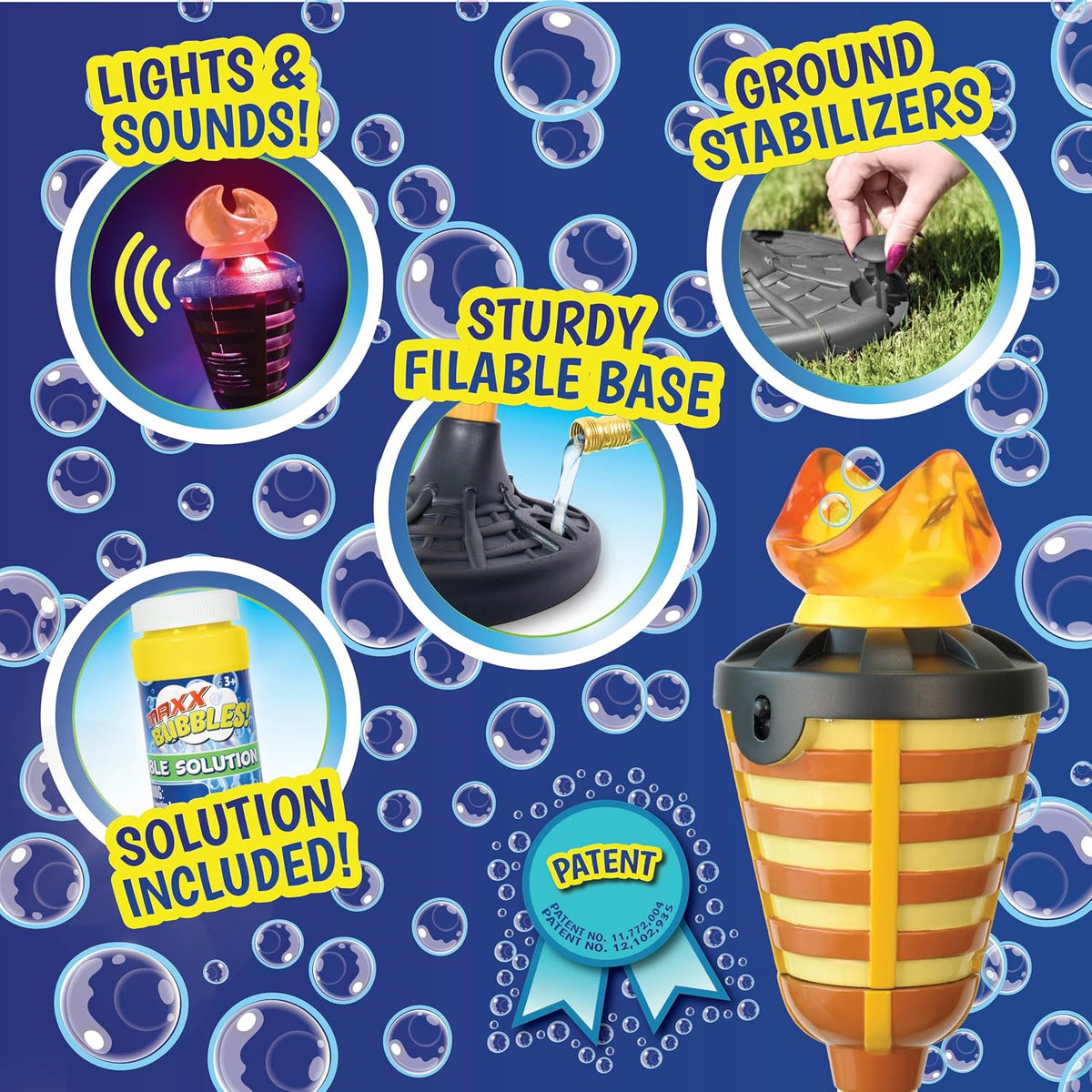 Maxx Bubbles Tiki Torch Bubbler - Bubble Machine - for Kids, Teens