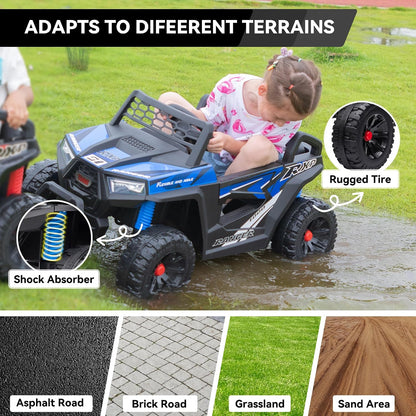 TOBBI 12V Kids Electric Car, Ride On Toy Truck to Drive for Aged 3-6-Blue