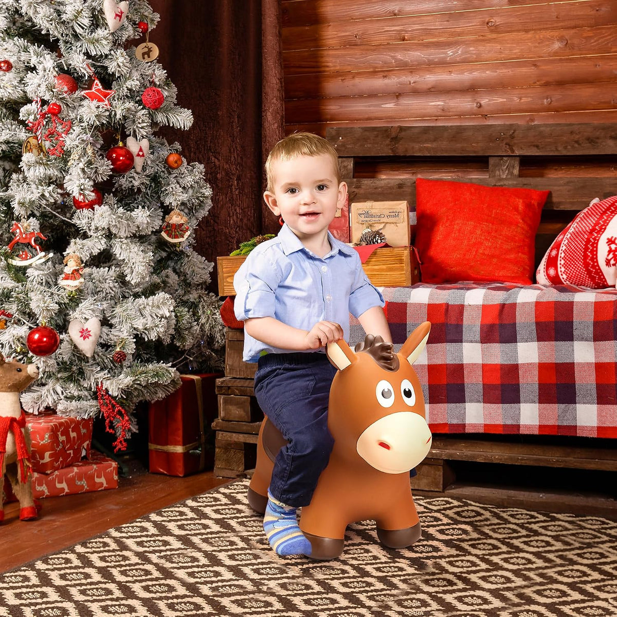 ZOOJOY Inflatable Horse Hopping Toy, Ride-on Bouncy Animal for Toddler 18M+