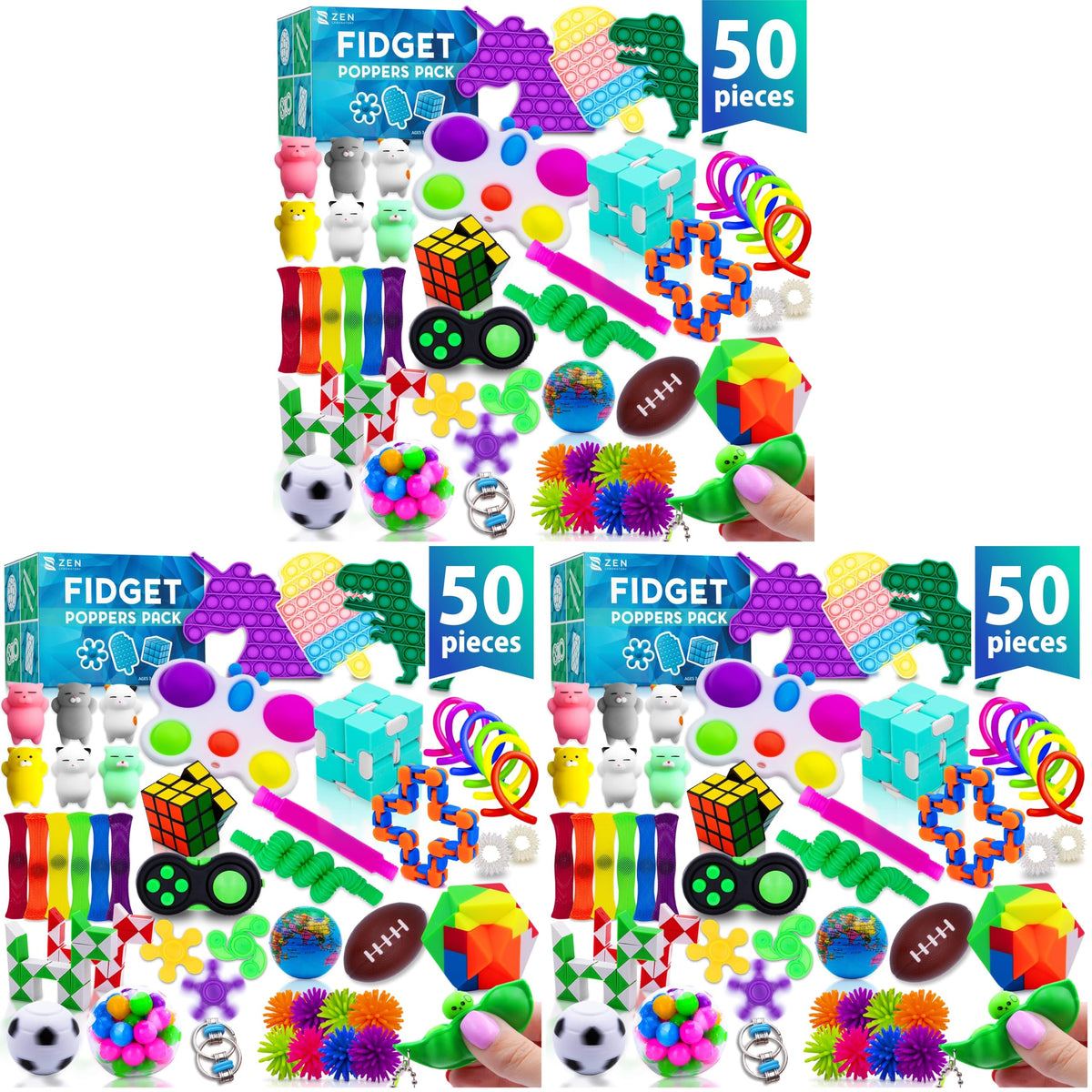 Fidget Poppers Pack – 50 Pcs Fidget Toys, Party Favors for Kids 8-12, Stocking Stuffers, Bulk Sensory Toys for Classroom Treasure Box Prizes, Goodie Bags, Birthday Gifts