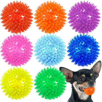 Dog Balls 4.5” Squeaky Dog Toys Spikey Ball for Aggressive Chewers Heavy Duty Teething Large Medium Durable Dogs Balls (4 Pack)