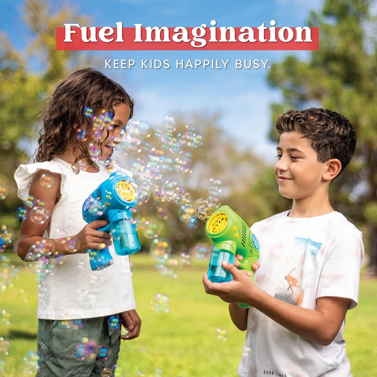 JOYIN 2 Kids Bubble Gun with 2 Bottles Refill Solution, Bubble Machine Gun for Toddlers Kids 4-8, Party Favors, Summer Toy, Outdoors, Easter, Birthday Gift