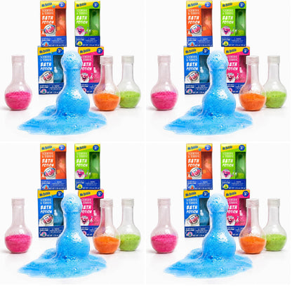 Mr. Bubble Kids Original Bath Bomb Potions - Colorful Fizzy Fun - Cool Foam and Bubble Science Beaker Bath Toys (Pack of 4)