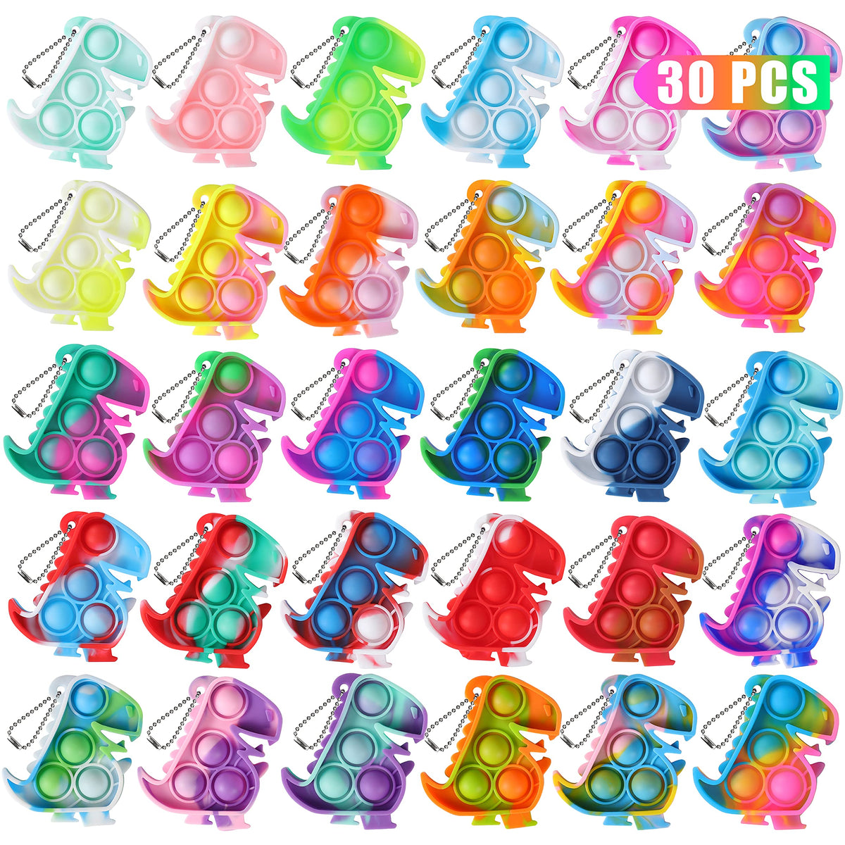Pop Fidget Toys Bulk Its Party Favors for Kids 30 Pack Mini Pop Keychain It