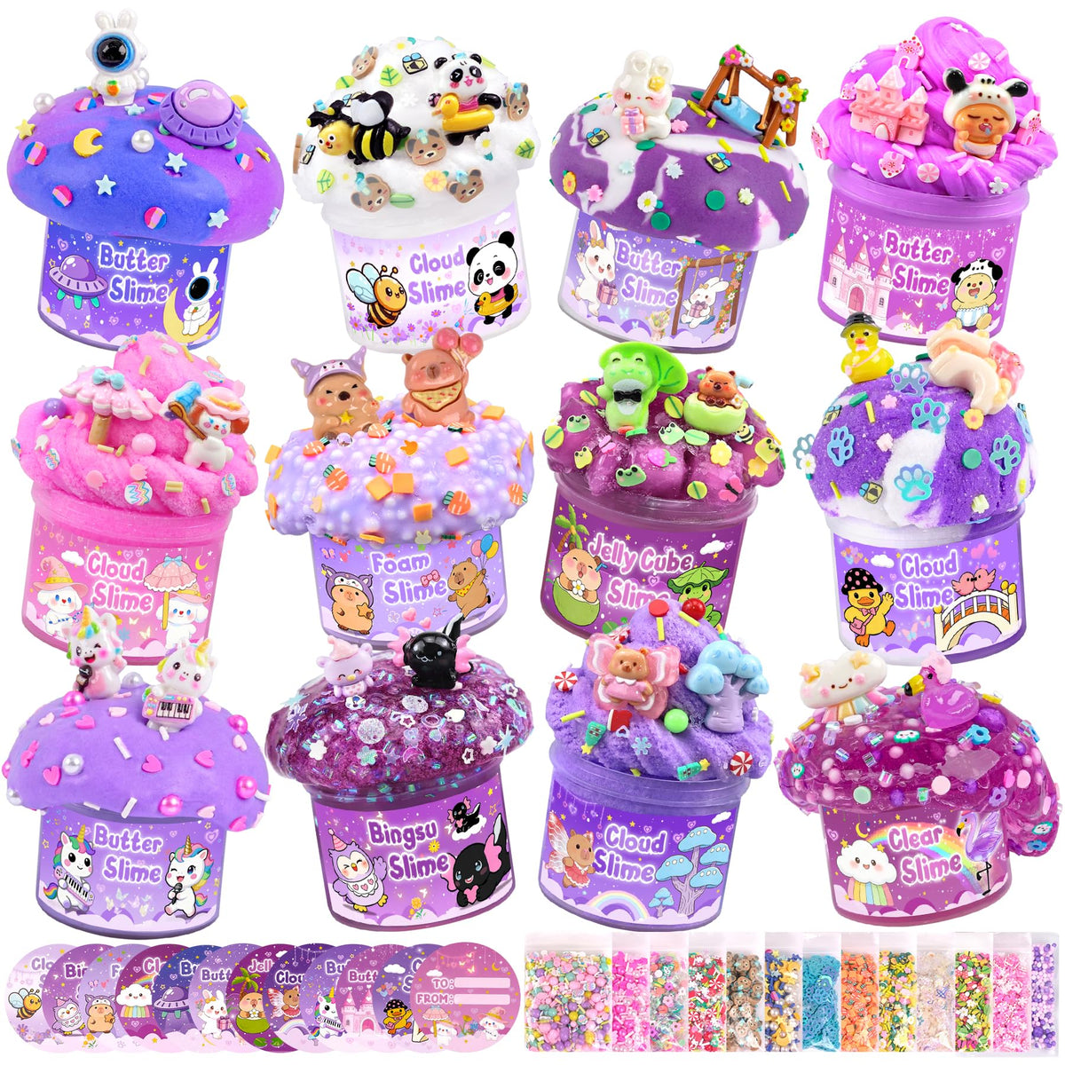6-Pack Pink Slime Kit for Girls, Cloud Butter Squishy Birthday Gift Set