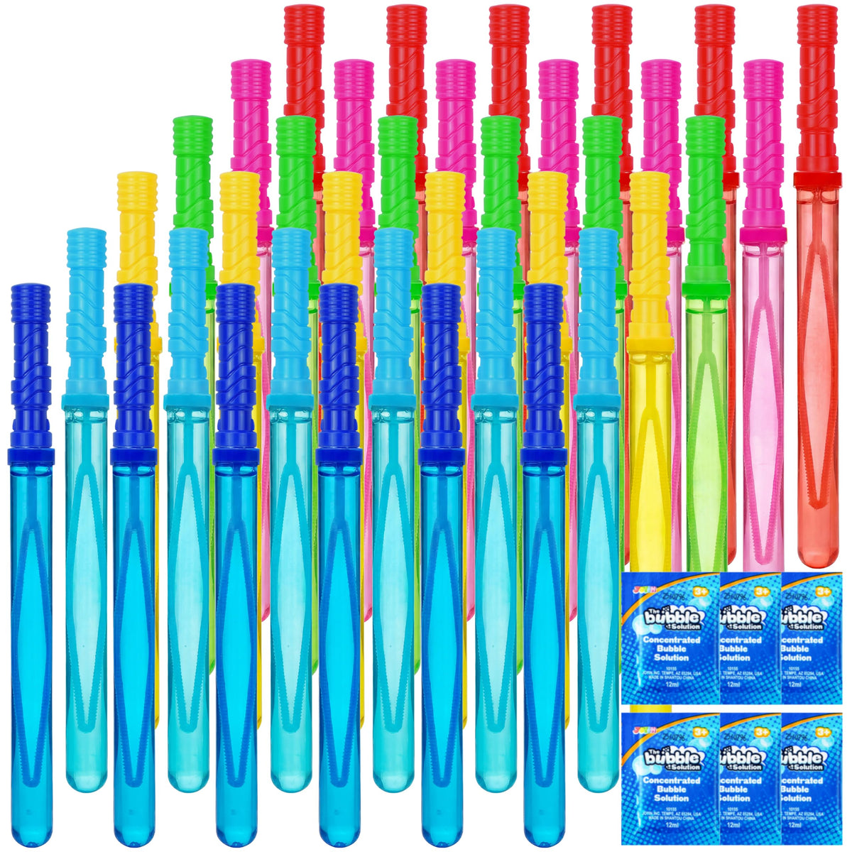 JOYIN 14.6’’ Big Bubble Wands for Kids, 6 PCS Bubble Wand with Refill Solution for Summer Toy Party Favor, Outdoors Toy Activity, Easter Basket Stuffers, Birthday Gift