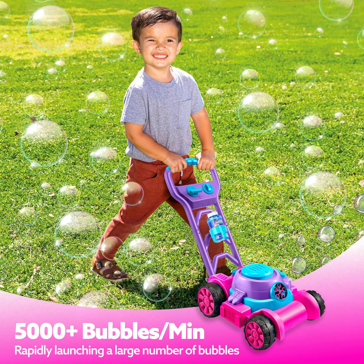 SLOOSH Bubble Lawn Mower Toddler Toys Spill-Proof Bubble Machine